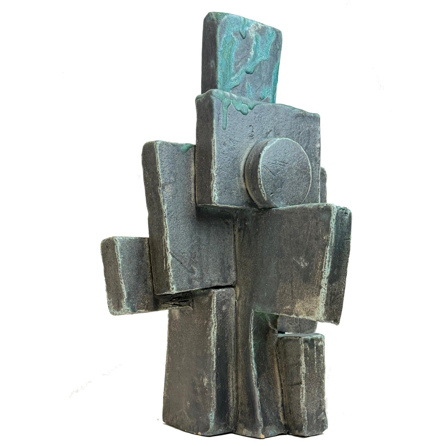 Ted Egri Taos Modernist Judaica Cubist Bronze Sculpture Rabbi & Torah WPA Artist
