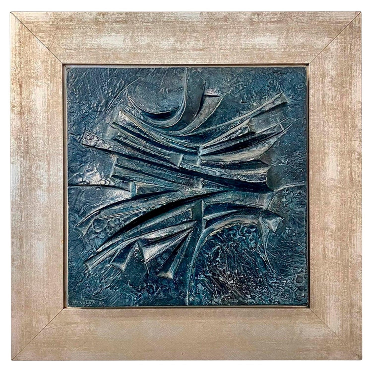 Judaica Silvered Copper Repousse Sculpture Relief Plaque Shtetl Yeshiva Bochur