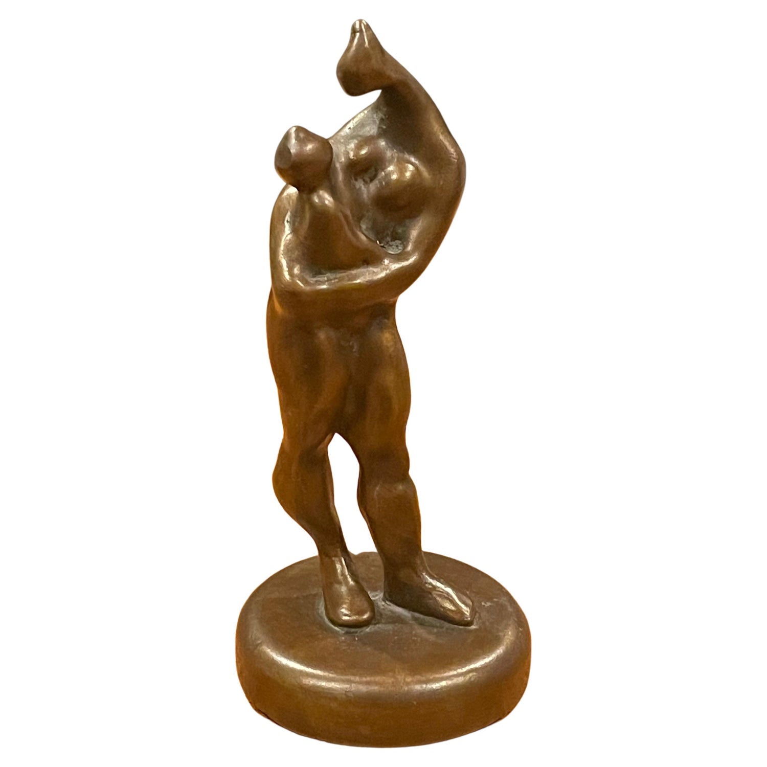 Chaim Gross Mid Century Mod Bronze Sculpture Mother and Baby Playing WPA Artist