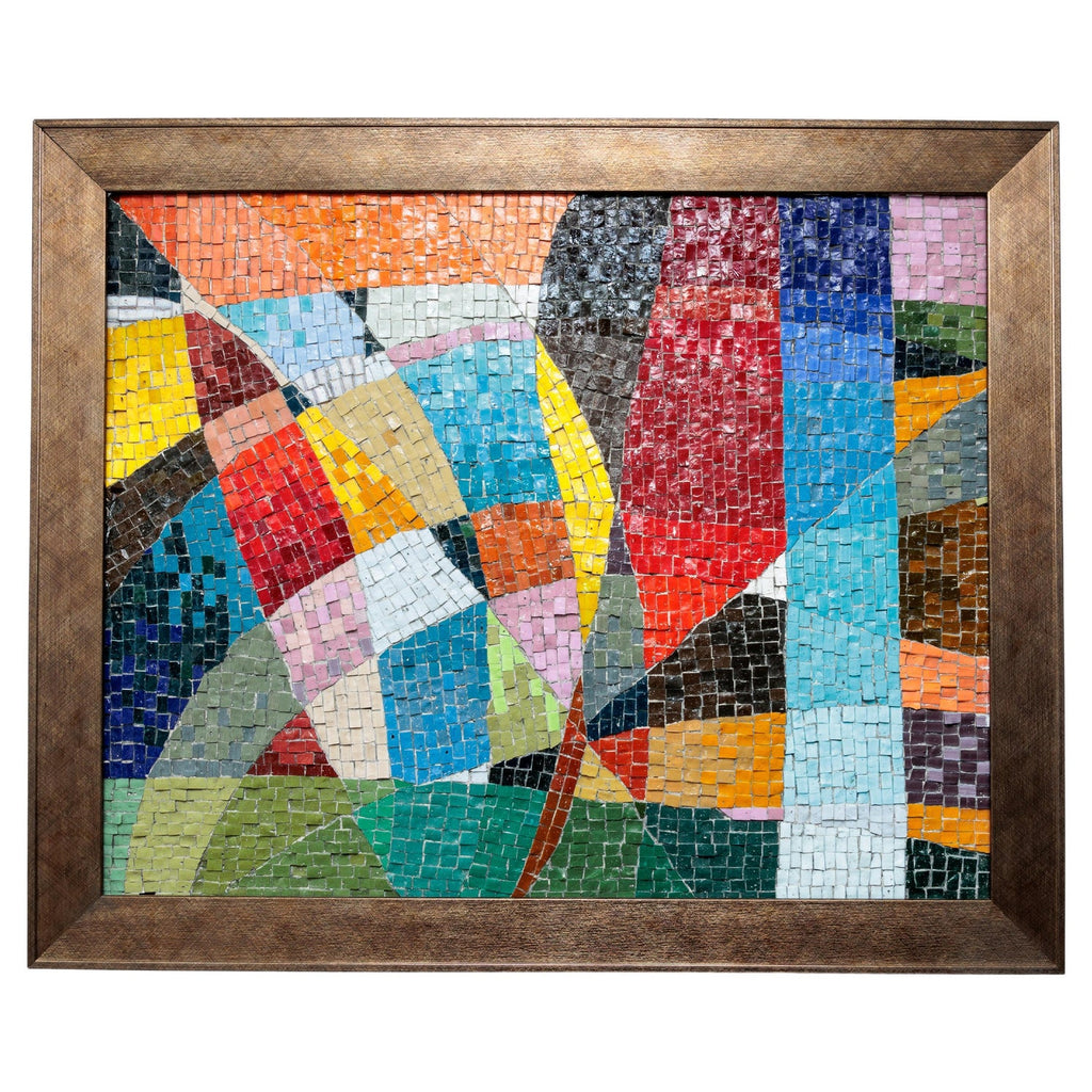 Large American Folk Art Masterpiece Glass Mosaic Sculpture Painting Wall Hanging