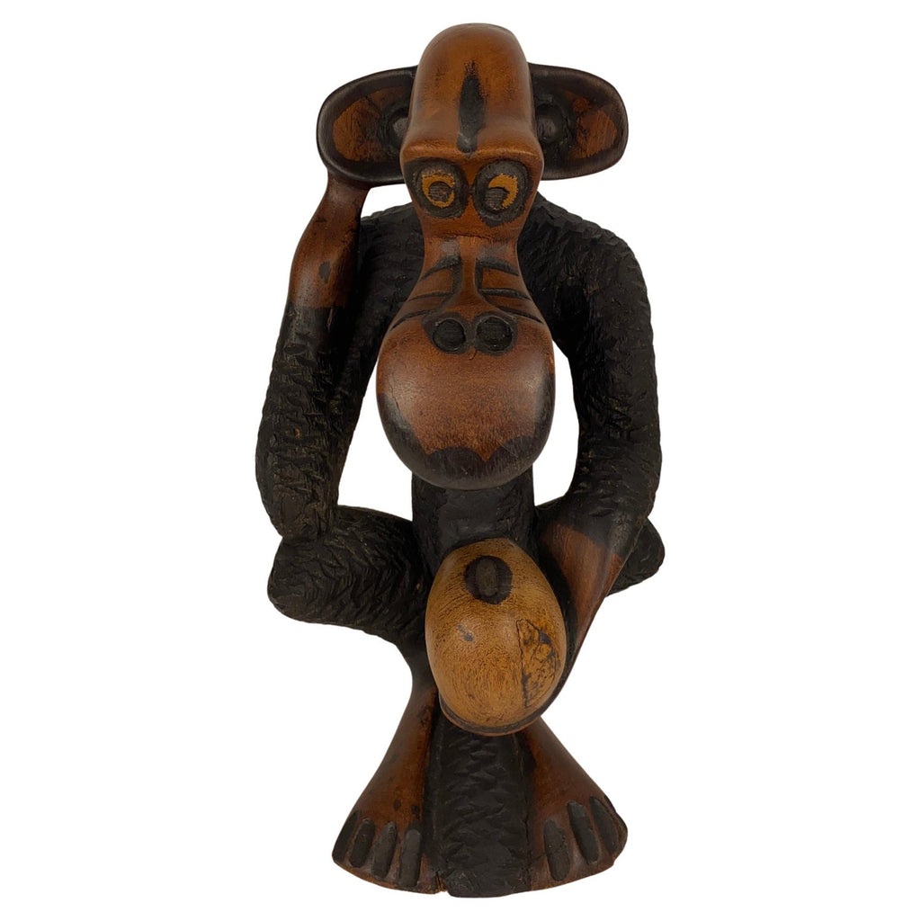 Monkey Head Natural Sisal Fiber Clay Sculpture Chimpanzee Anne Andersson Art
