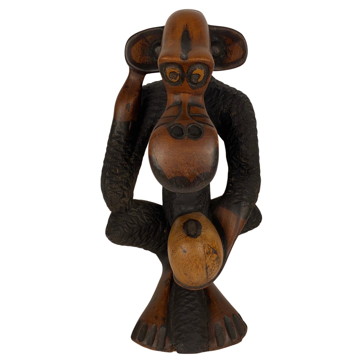Monkey Head Natural Sisal Fiber Clay Sculpture Chimpanzee Anne Andersson Art