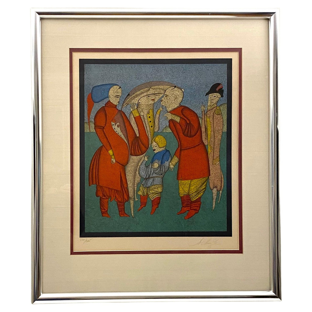American Artist George Deem Signed Color Lithograph Titled Hands Off Mayakovsky