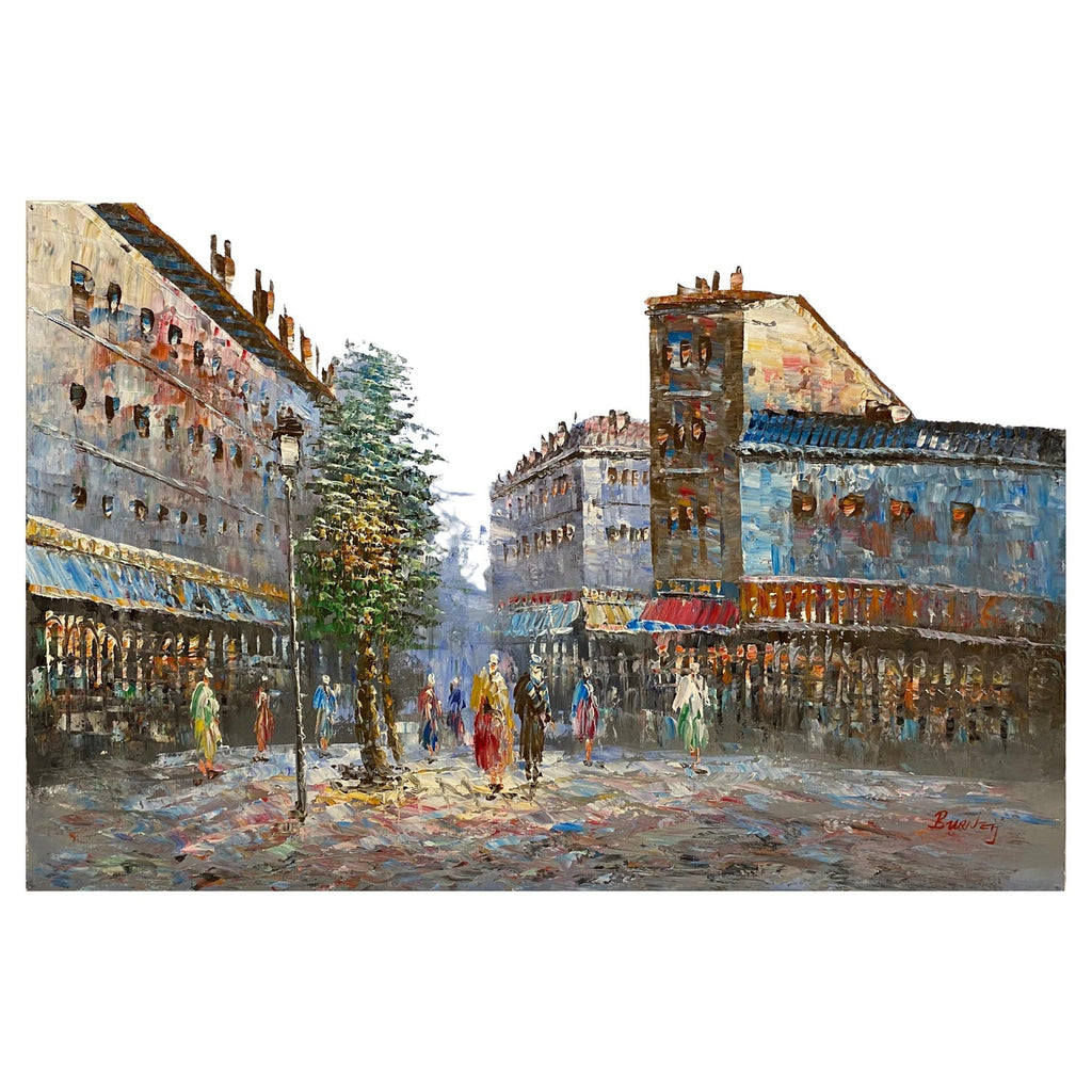 Quai De La Tournelle, Paris Street Scene Oil Painting, American Deaf Modernist