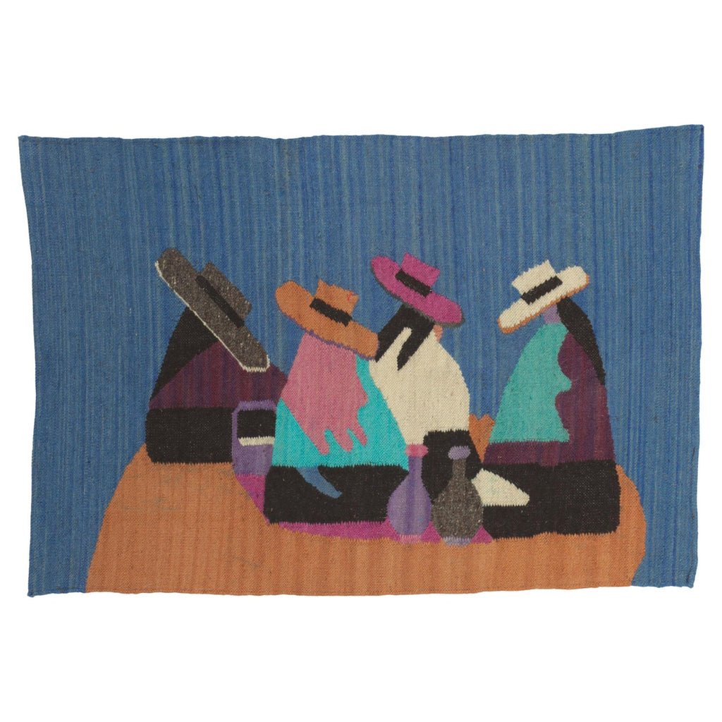Vintage Handwoven Tapestry Wool Folk Art Rug Weaving Pillow or Wall Hanging