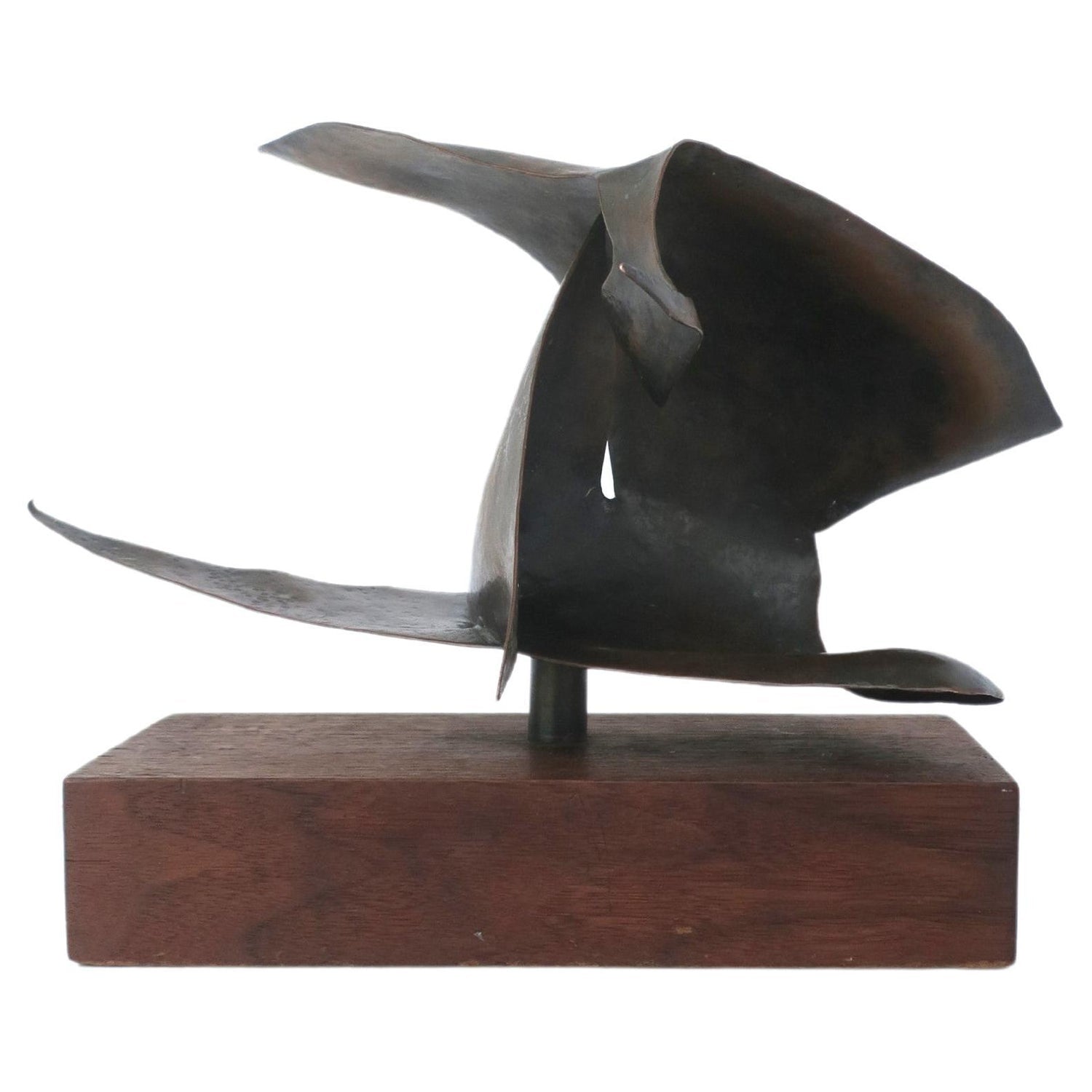 Modernist Detroit Table Sculpture Wood Collage Box Assemblage Americordo Copper