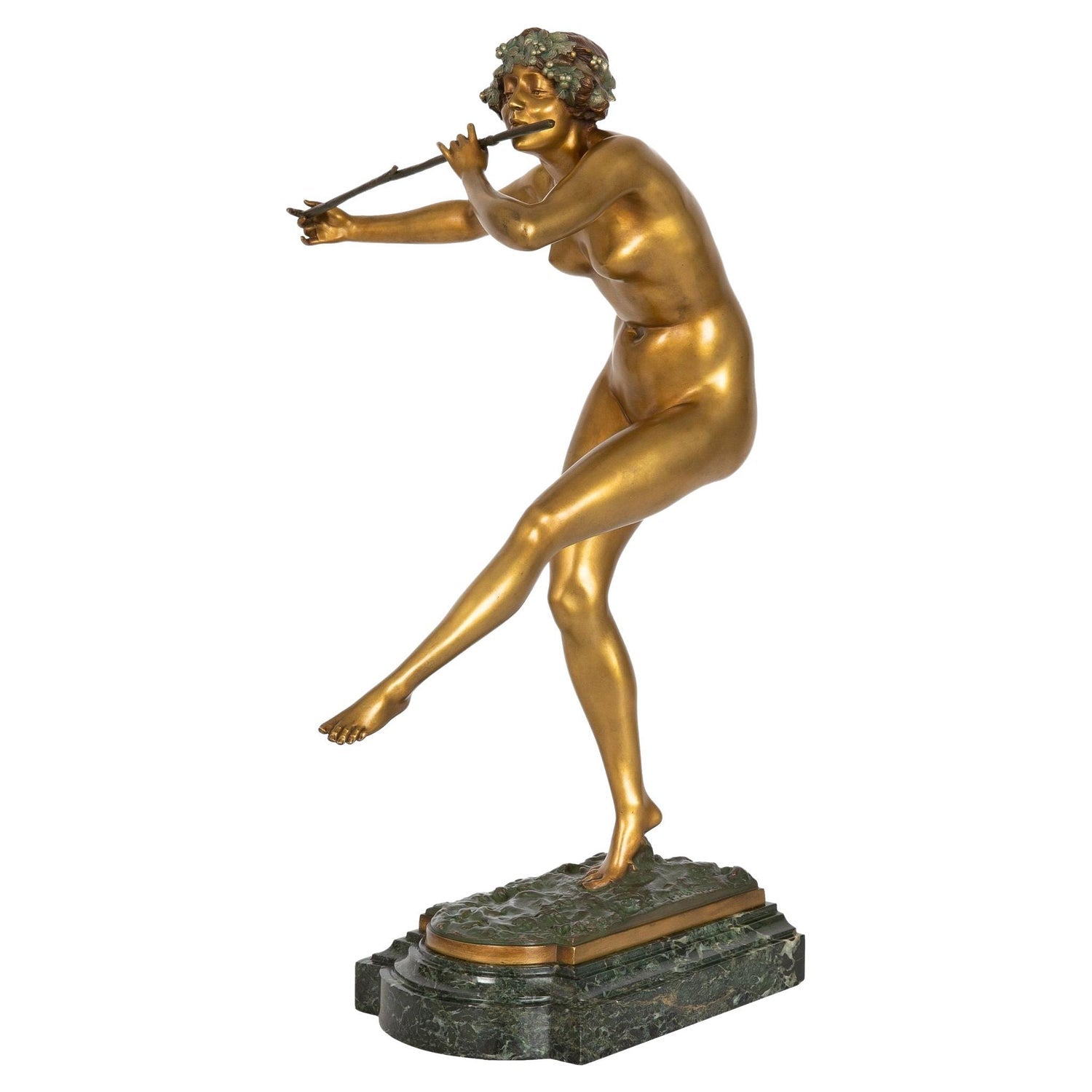 Polychrome Bronze Sculpture Jazz Nightclub Singer Clarinet Player Bruno Luna