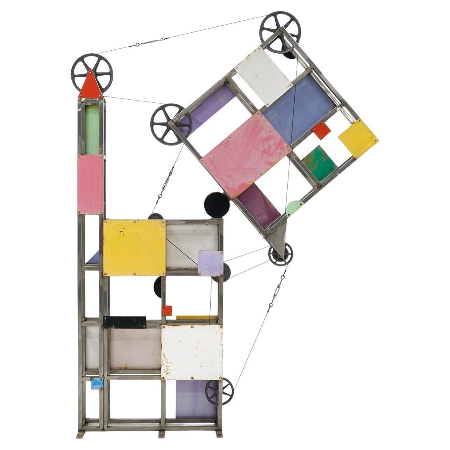 Large Post Modernist Color Pop Art Metal Sculpture Memphis Milano Peter Shire LA