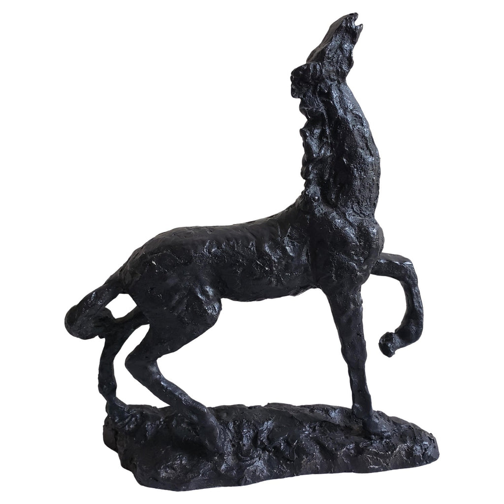 Polish Modernist Prancing Horses Bronze Expressionist Art Sculpture