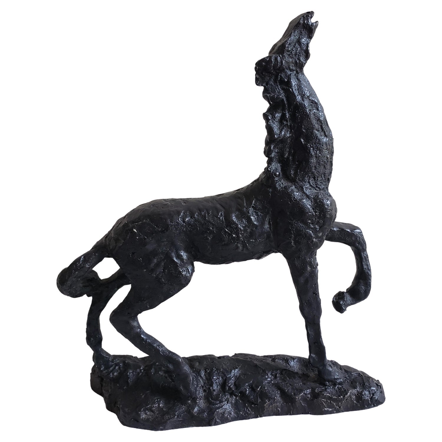 Polish Modernist Prancing Horses Bronze Expressionist Art Sculpture