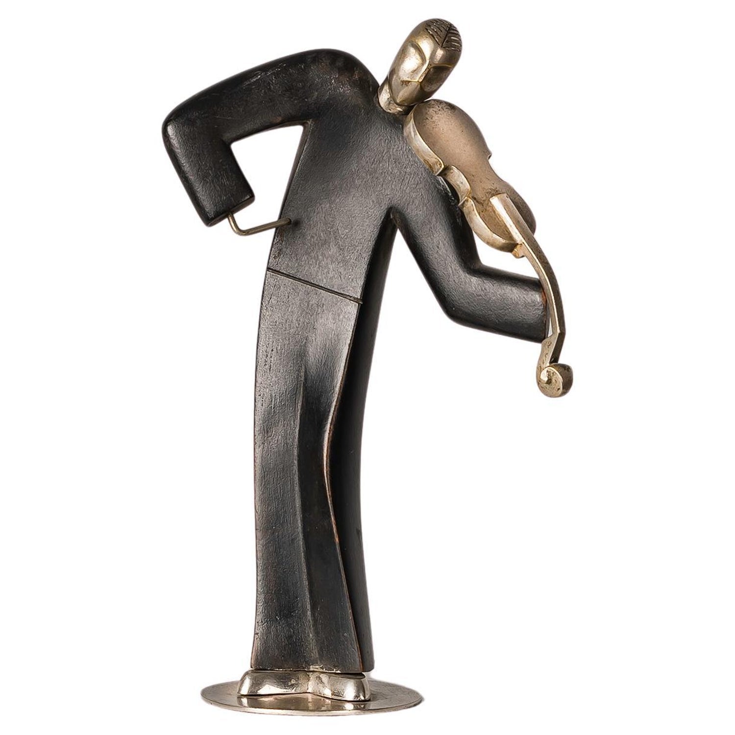 Polychrome Bronze Sculpture Jazz Nightclub Piano Player in Tuxedo Bruno Luna
