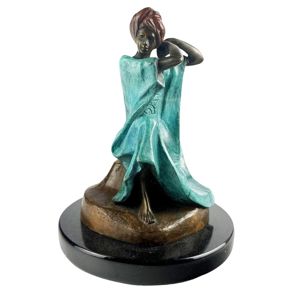 Ted Egri Taos Modernist Judaica Cubist Bronze Sculpture Rabbi & Torah WPA Artist