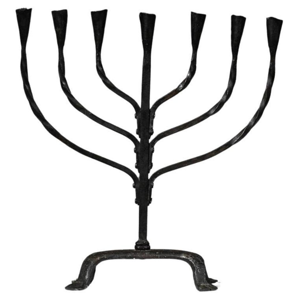Brutalist Hand Forged Iron Sculpture Candelabra Candle Stick Israeli Art Palombo