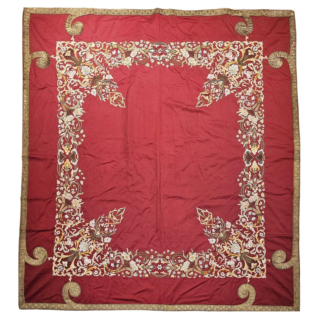 Rare Jewish Pre War Woven Gold Textile Embroidered Antique Judaica Tallit Atara