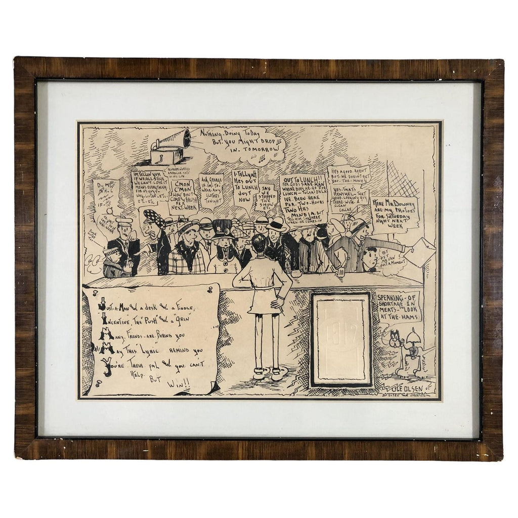 Rare 1950s Vintage Syndicated Ink Drawing Cartoon Strip Susie Q Smith Comic Art