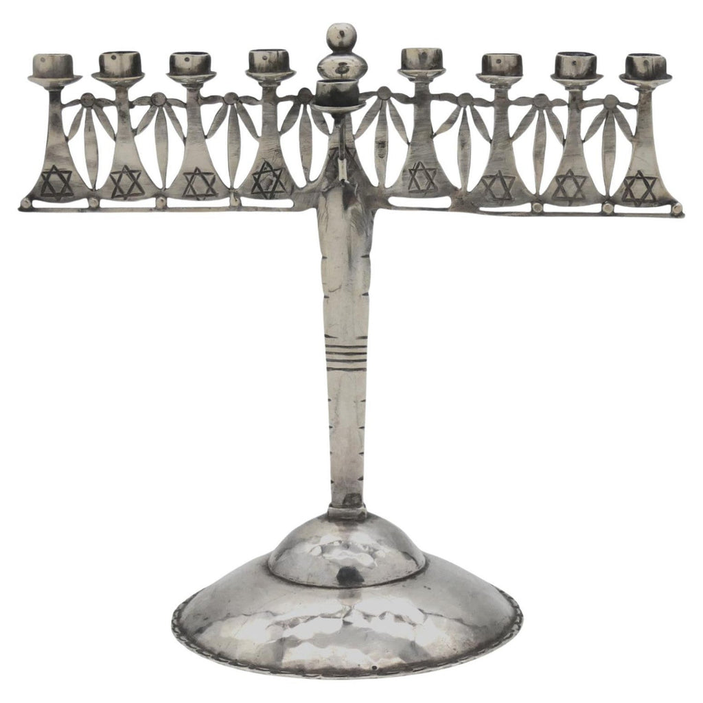 Mid Century Mod Judaica Chrome Eiffel Tower Star of David Candle Holders France