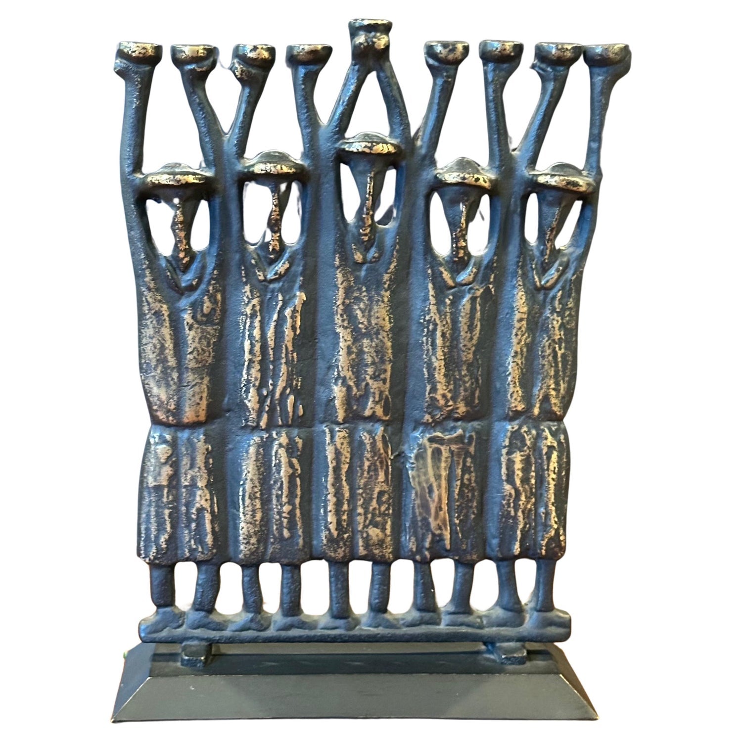 RARE Judaica Holocaust Memorial Menorah Bronze Sculpture
