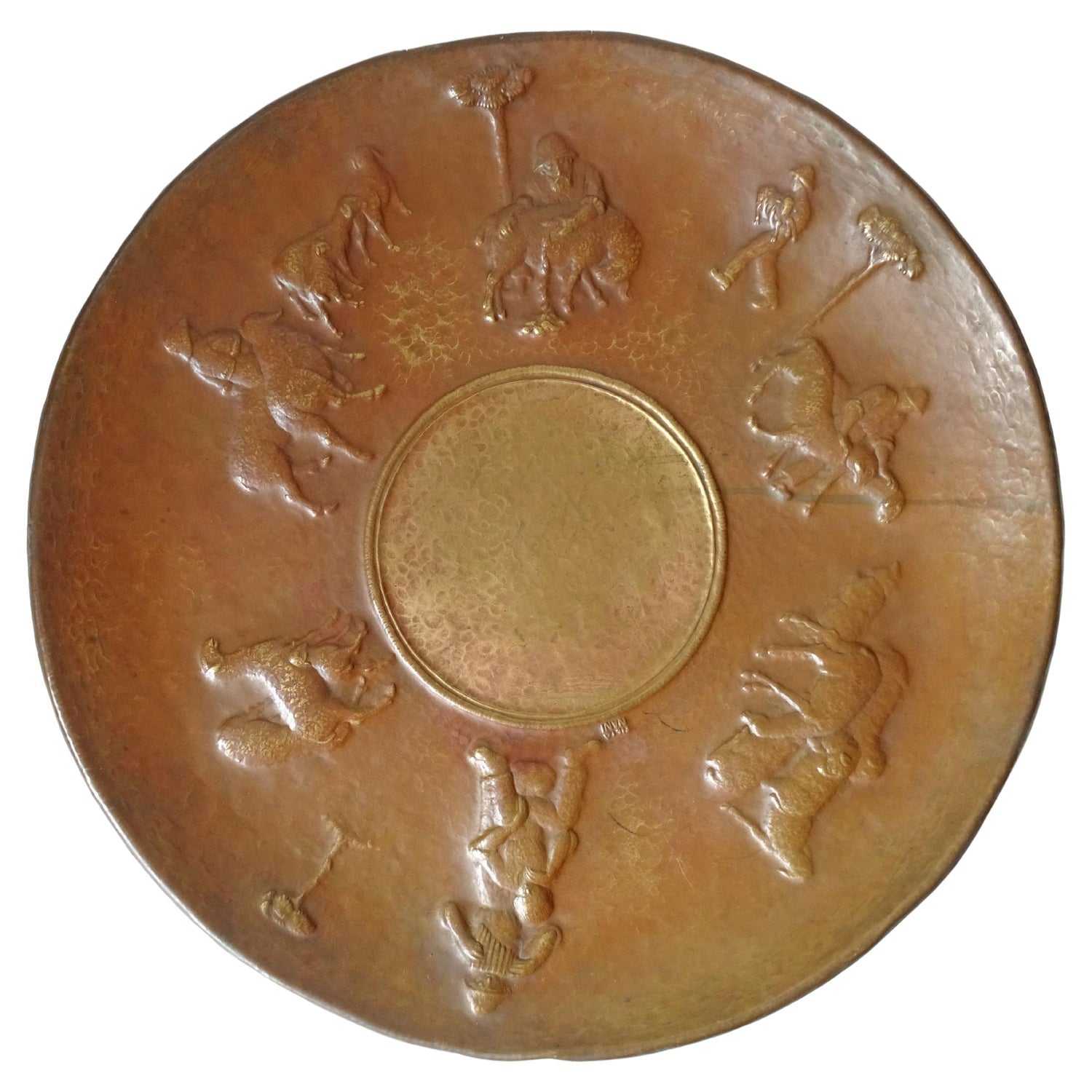 Large Judaica Copper Repousse Sculpture Relief Plaque Arie Merzer Bezalel Era