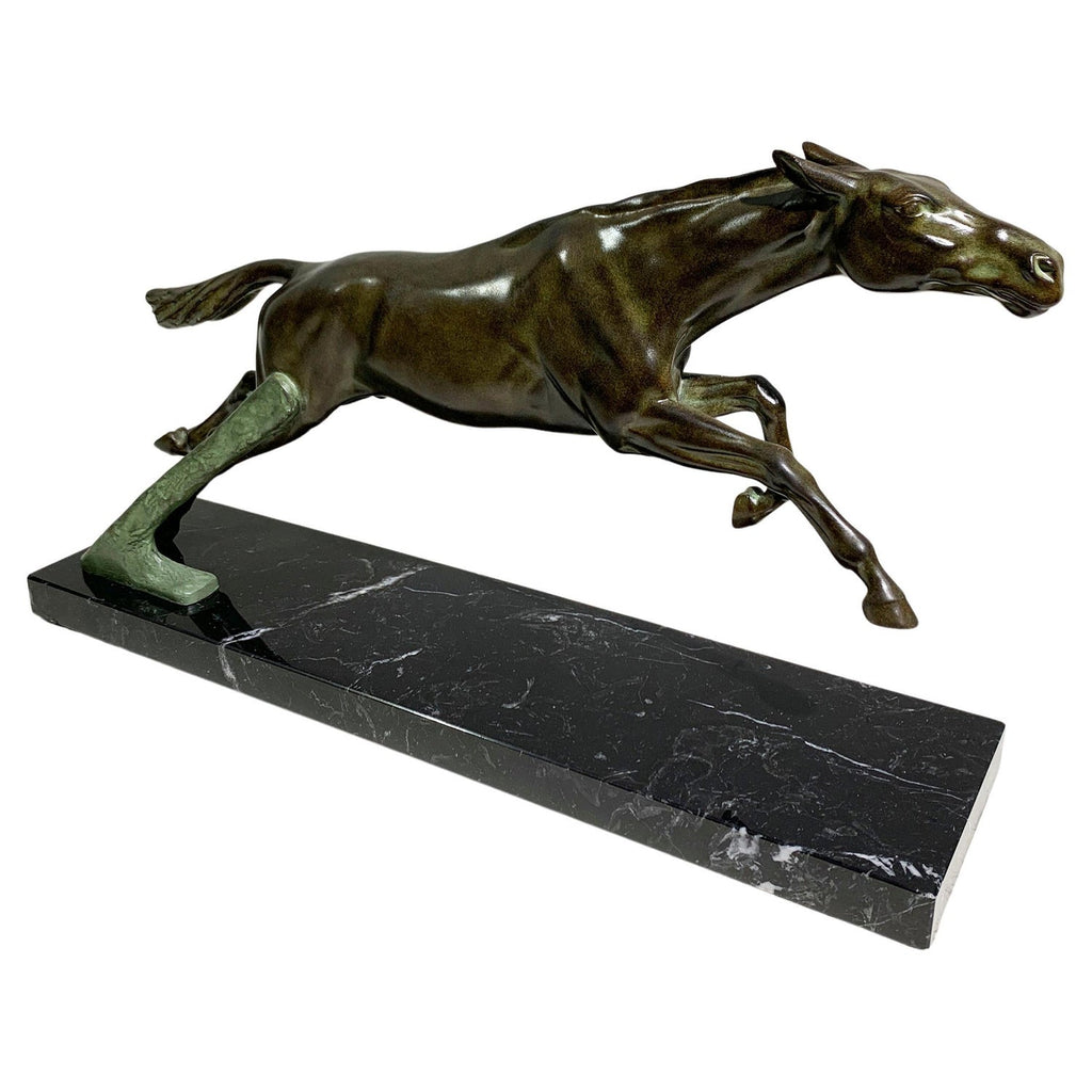 Polish Modernist Prancing Horses Bronze Expressionist Art Sculpture