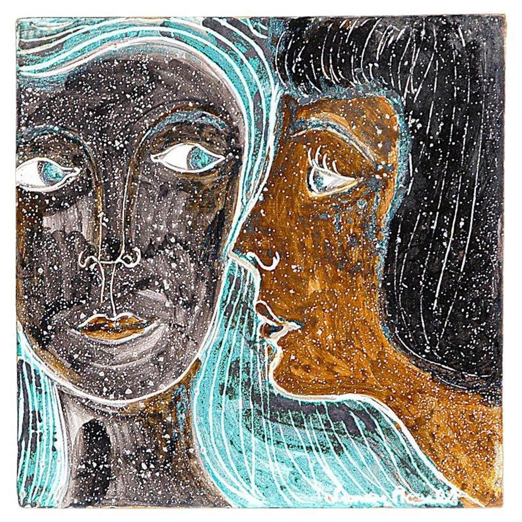 Glazed Ceramic Sculpture Plaque WPA Artist NYC Frank Kleinholz Couple of Lovers