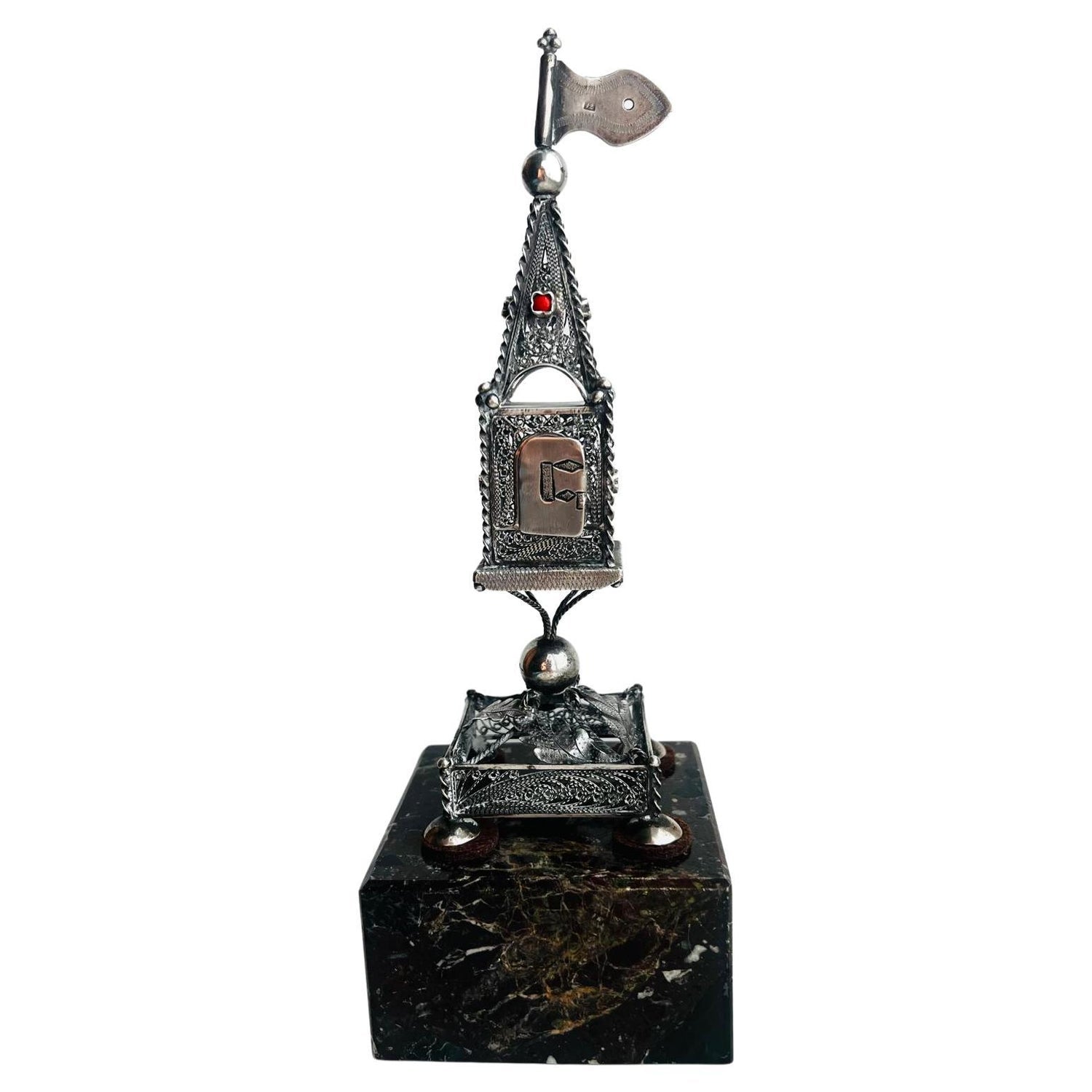Rare 19th C Antique Silver Filigree Judaica Besamim Spice Tower Austro Hungarian