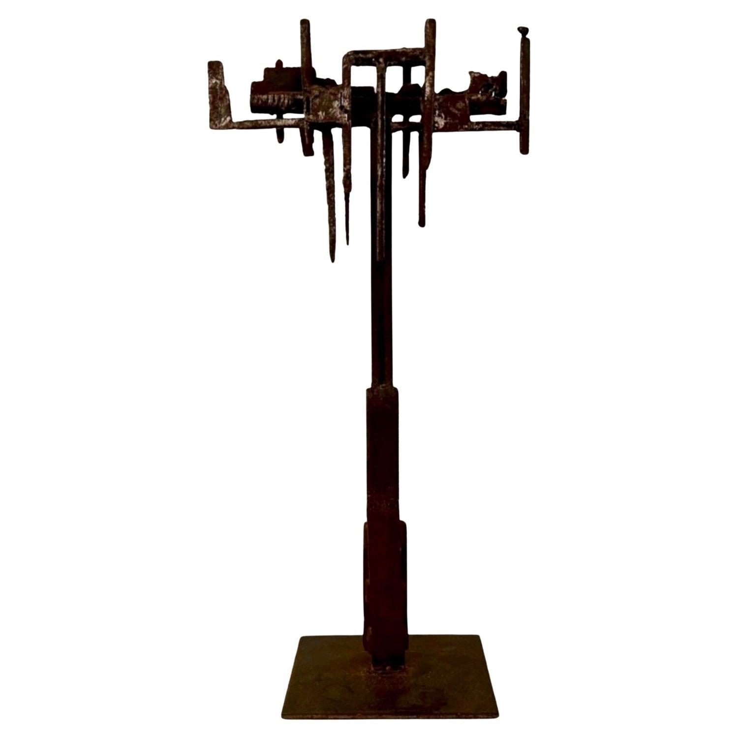 Mid Century Brutalist Iron, Stone Sculpture, Israeli Master David Palombo