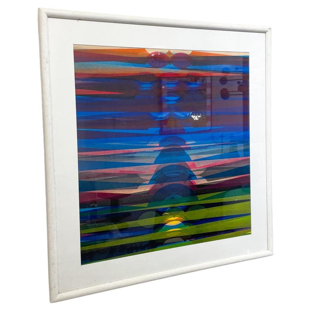 Bay Area Figurative Abstract Gouache Painting "Video Tower" John Hultberg