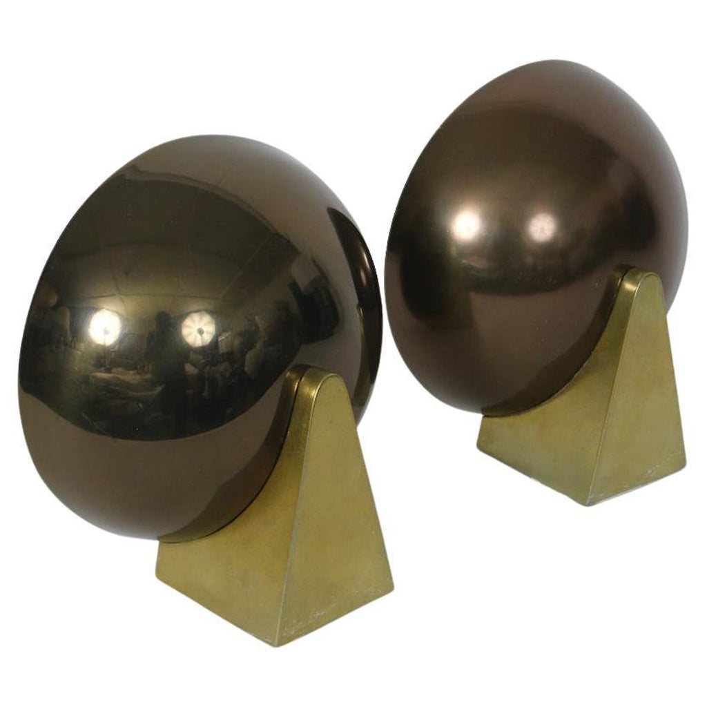 French Gilt Gold Sculpture Sputnik Space Age Post Modern Pair Candlesticks
