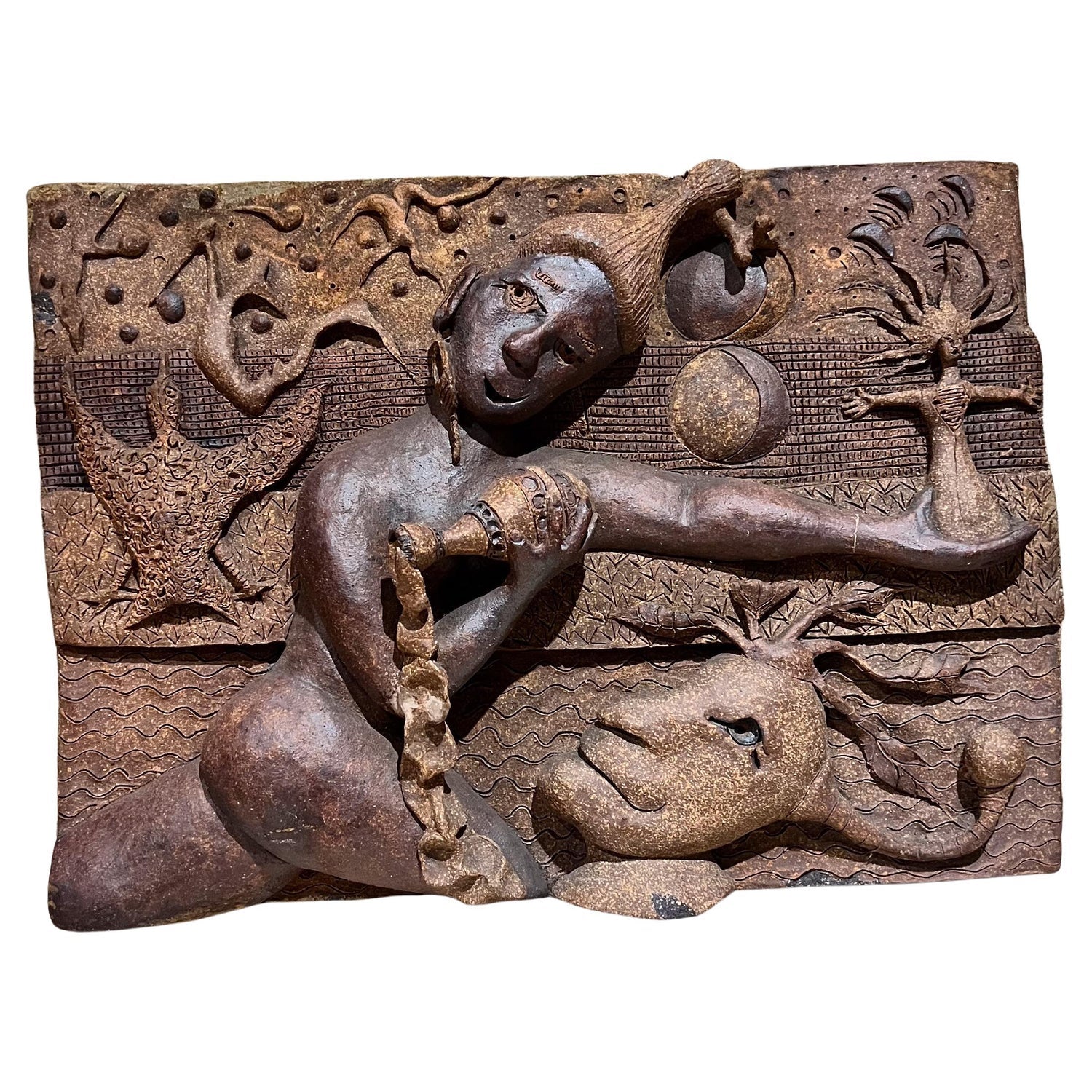 Three Girls Bronze Relief Sculpture Plaque Chaim Gross Modernist WPA Era Artist