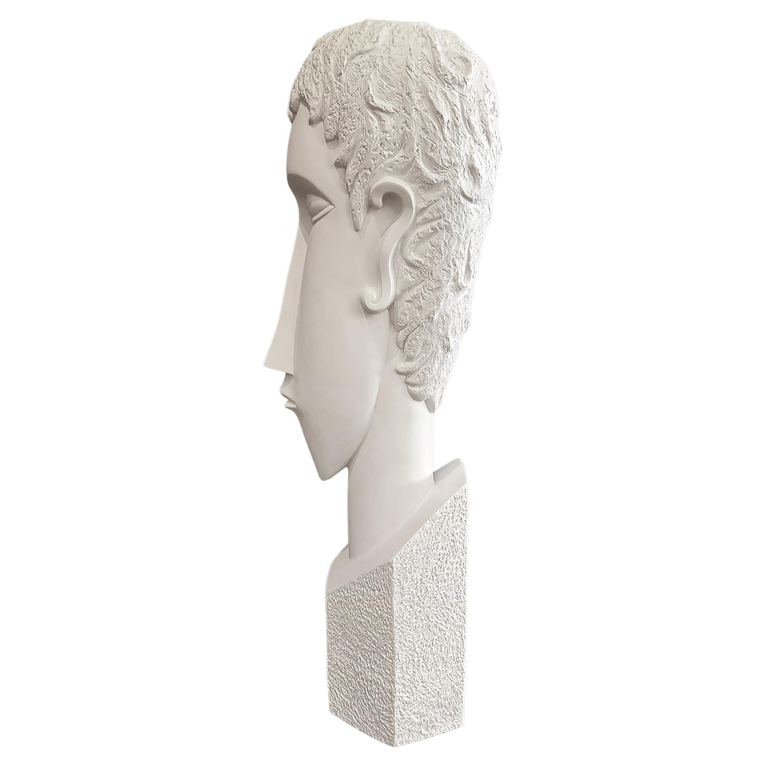 Large Bronze Sculpture Woman Head, After Modigliani, Ruth Bloch Israeli Artist