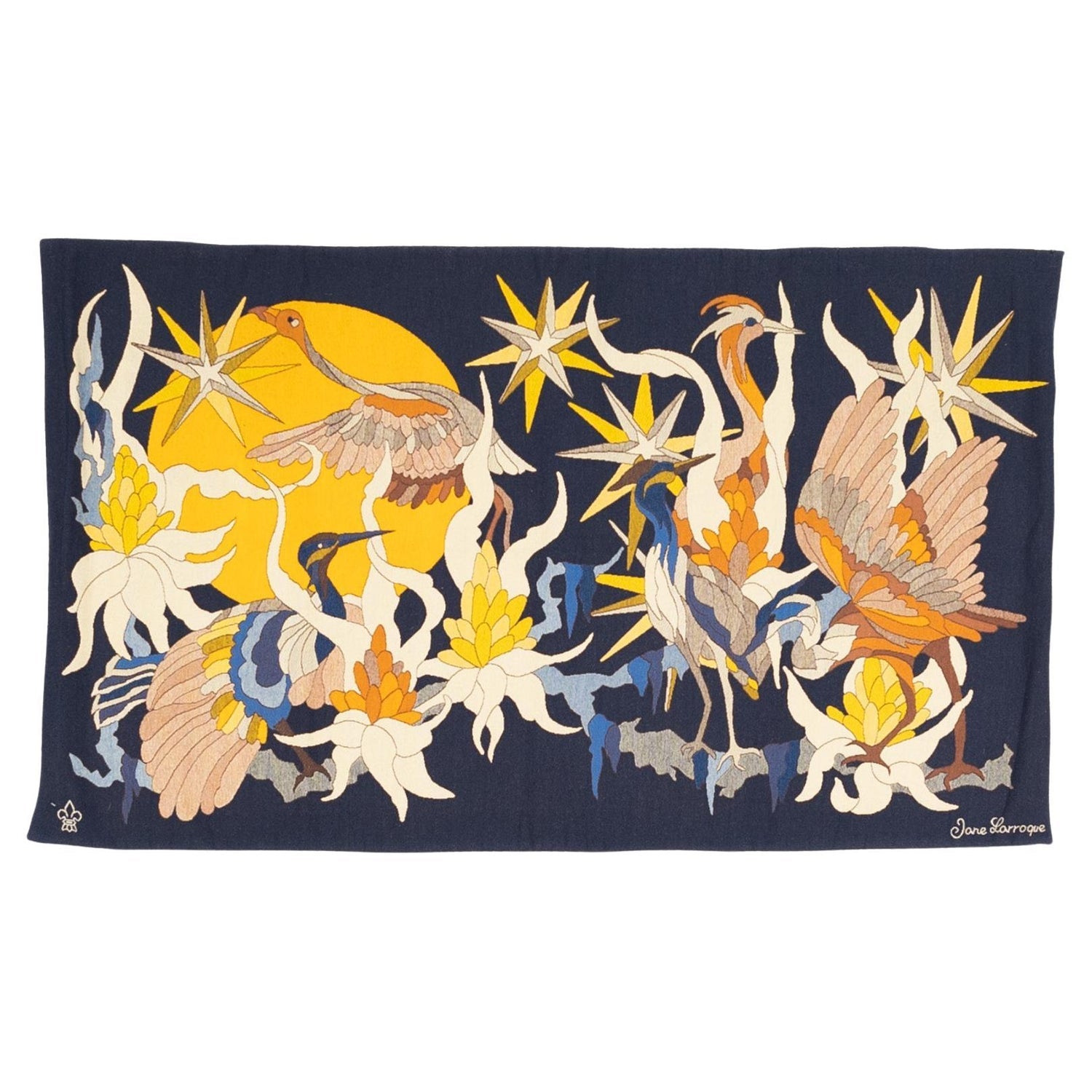 Art Deco French Modernist Handmade Aubusson Gobelin Tapestry Jean Picart Le Doux