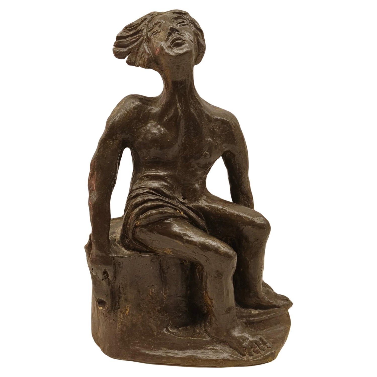Ted Egri Taos Modernist Judaica Cubist Bronze Sculpture Rabbi & Torah WPA Artist