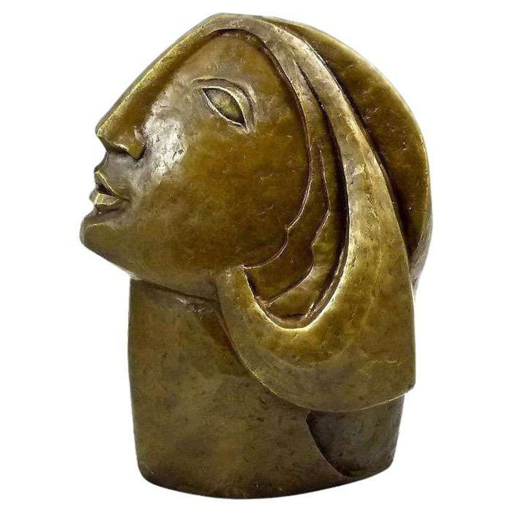 Vintage 1970 Modernist Chicago Picasso Souvenir Cubist Sculpture Head Metal