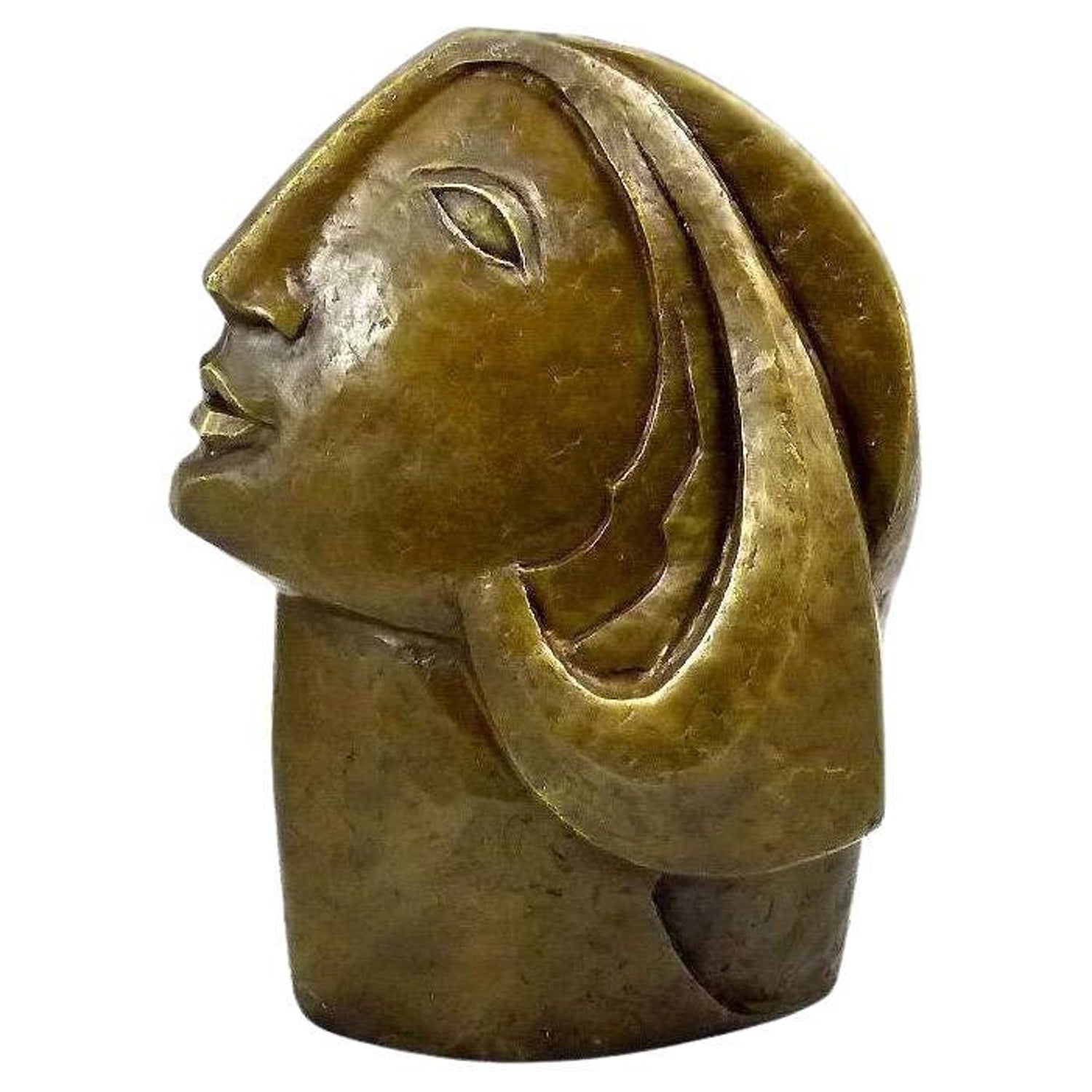 Large Bronze Sculpture Woman Head, After Modigliani, Ruth Bloch Israeli Artist
