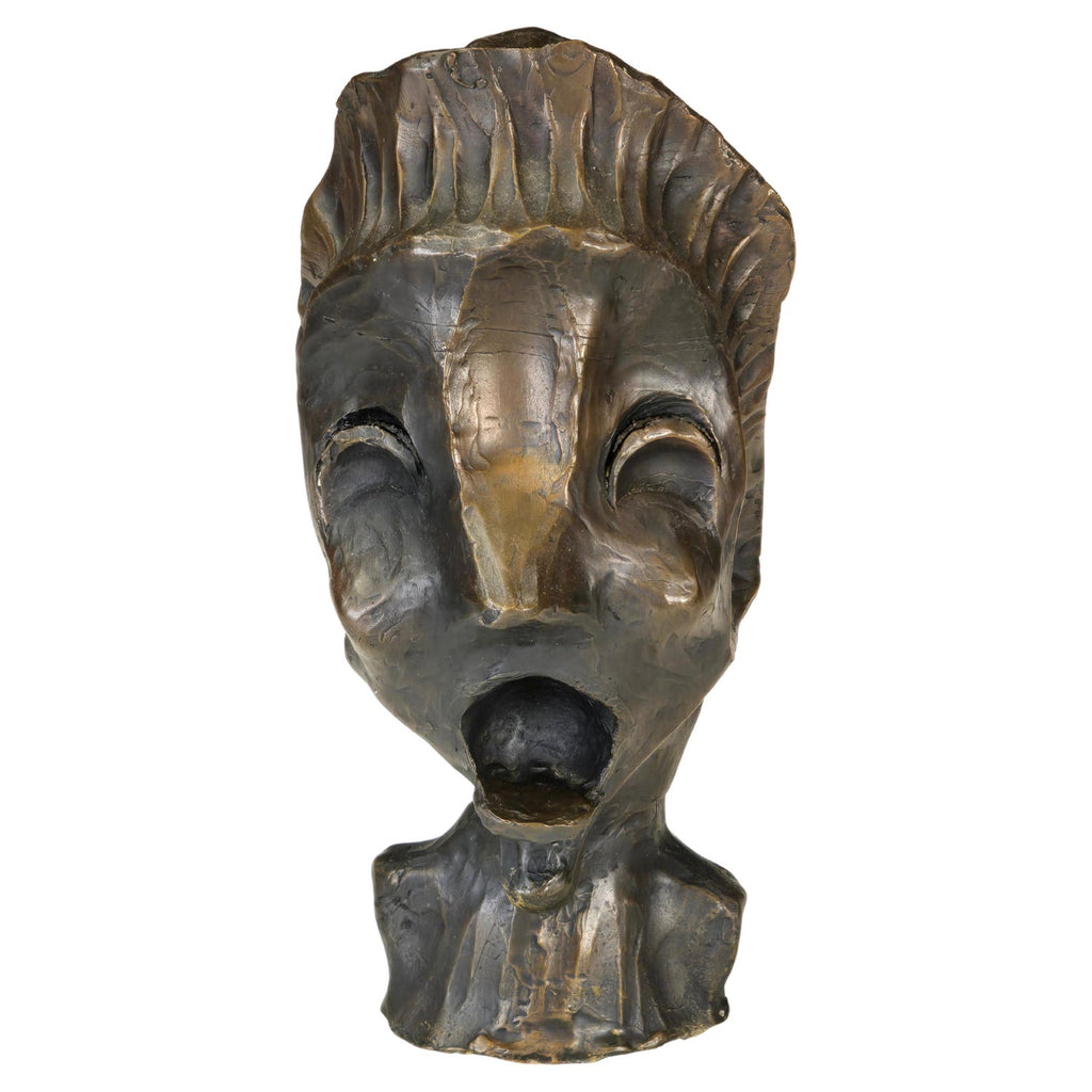 Rare Cast Painted Bronze Head Sculpture British Realist Sculptor John Davies