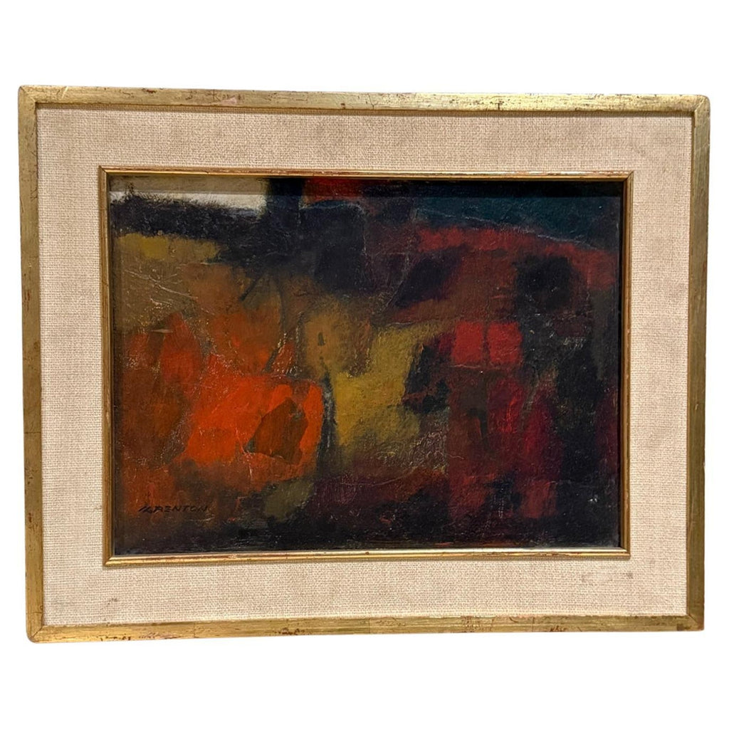 Signed Castro Abstract Expressionist 1960s Latin American Oil Painting Collage