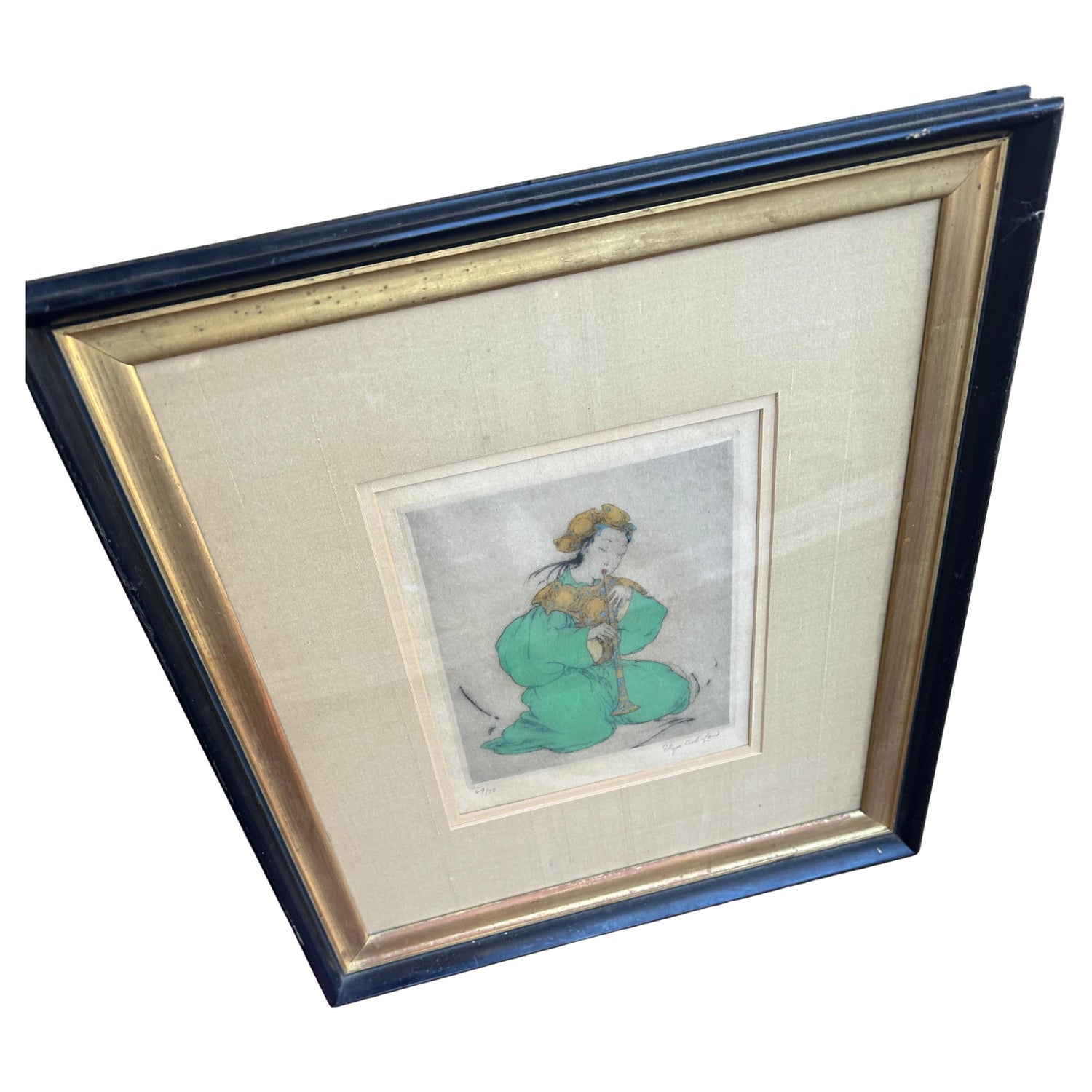Monotype Print Painting Garden Scene Table Chair Joseph Solman American Art WPA