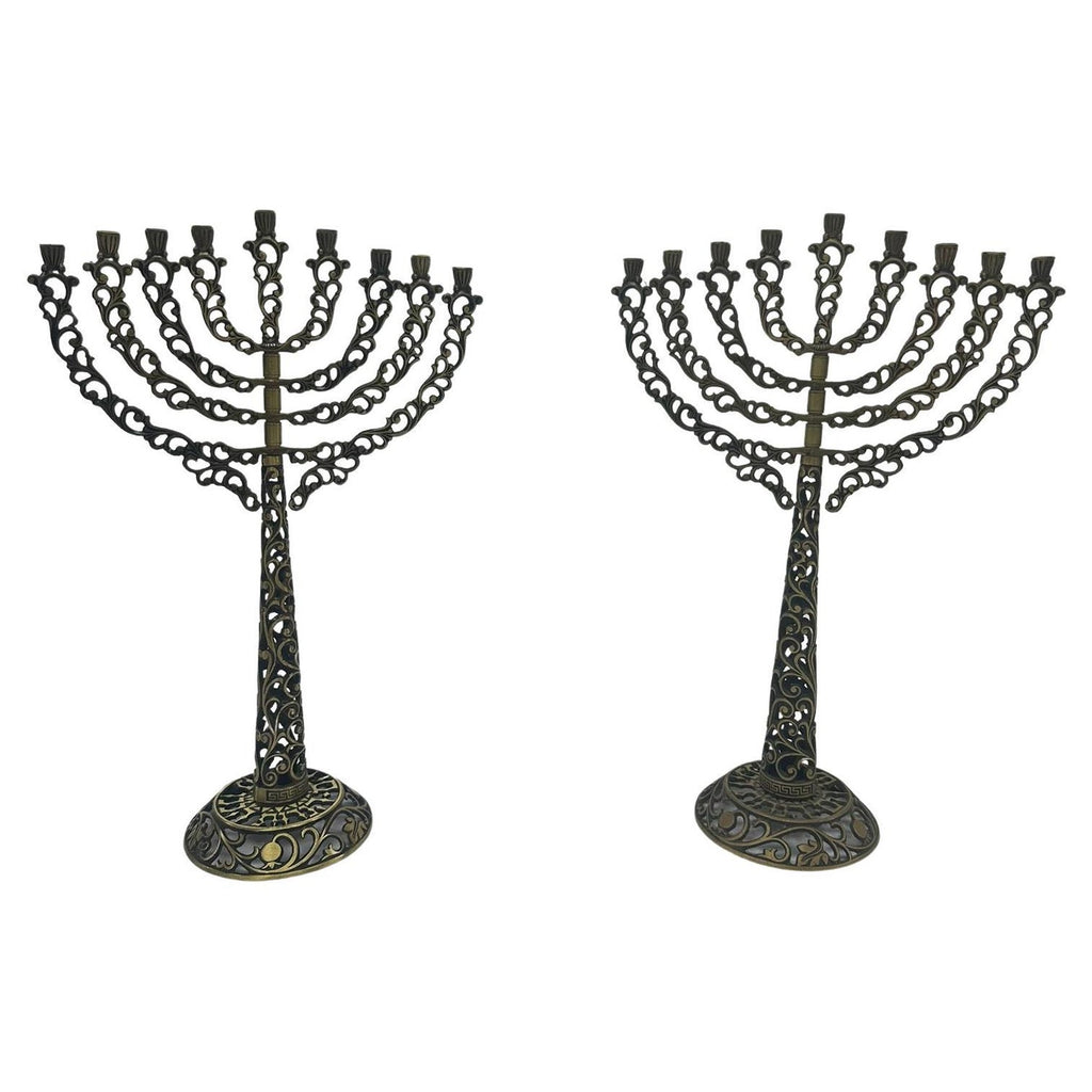 Mid Century Mod Judaica Chrome Eiffel Tower Star of David Candle Holders France