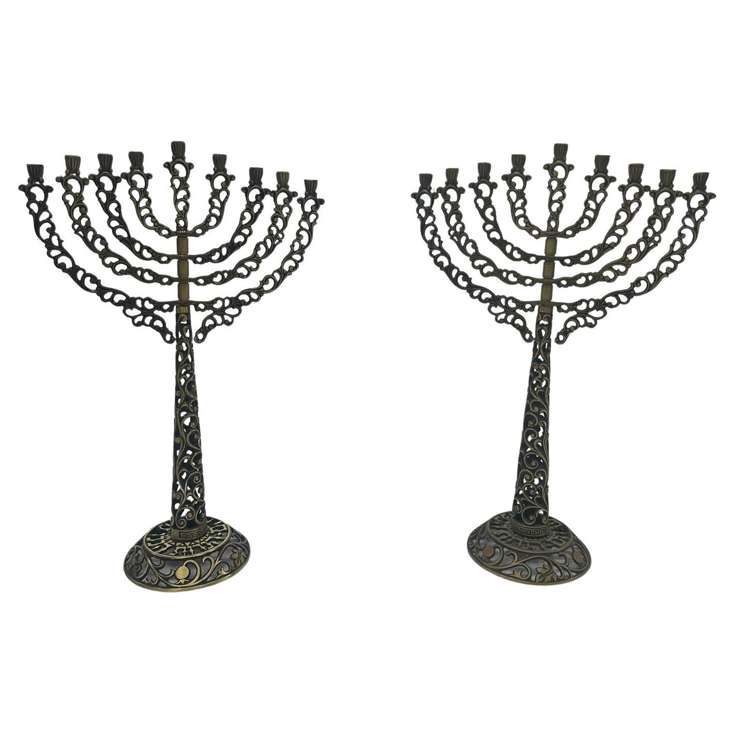 Mid Century Mod Judaica Chrome Eiffel Tower Star of David Candle Holders France