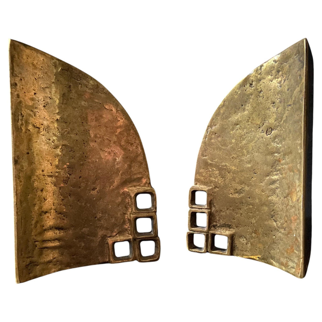 Israeli Mod Arts & Crafts Copper Sculpture Bookends Bezalel Schatz Yaad Studio