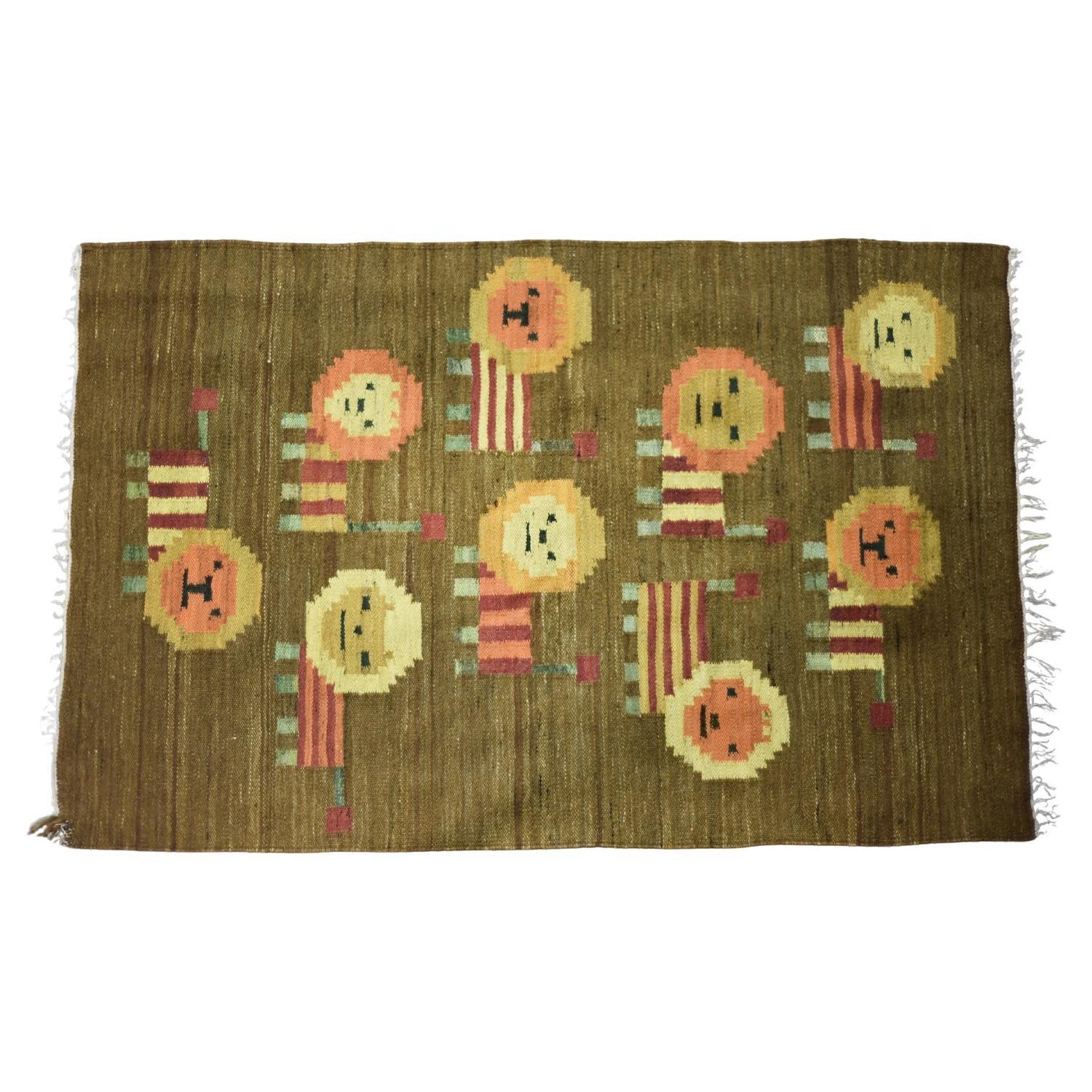 Wool Felt Applique Israeli Folk Art Lion Signed Tapestry Kopel Gurwin Bezalel