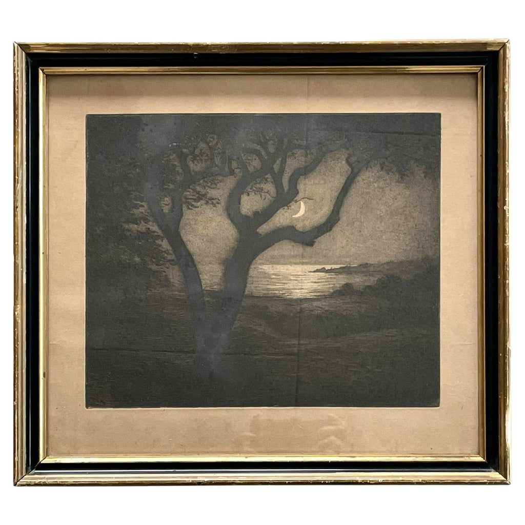 Monotype Print Painting Garden Scene Table Chair Joseph Solman American Art WPA