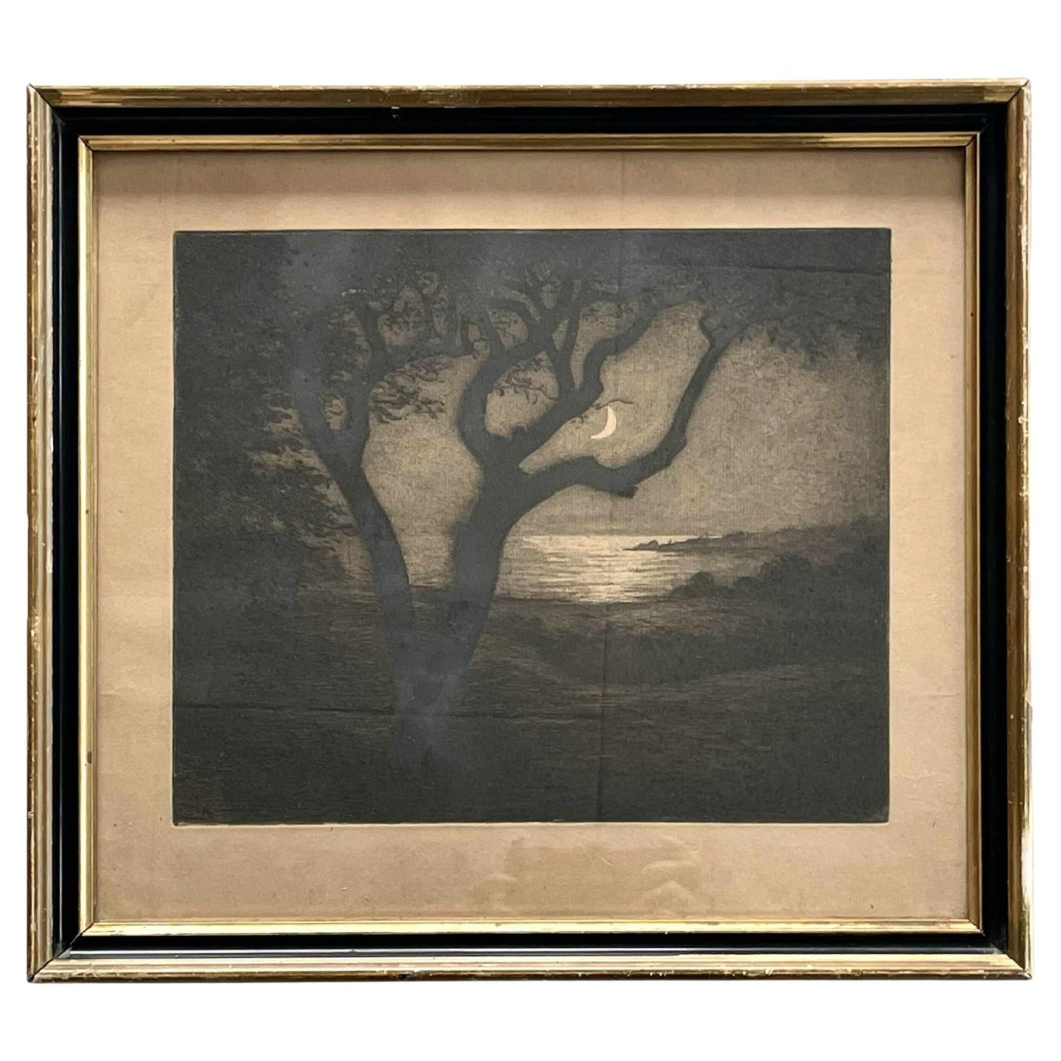 Monotype Print Painting Garden Scene Table Chair Joseph Solman American Art WPA