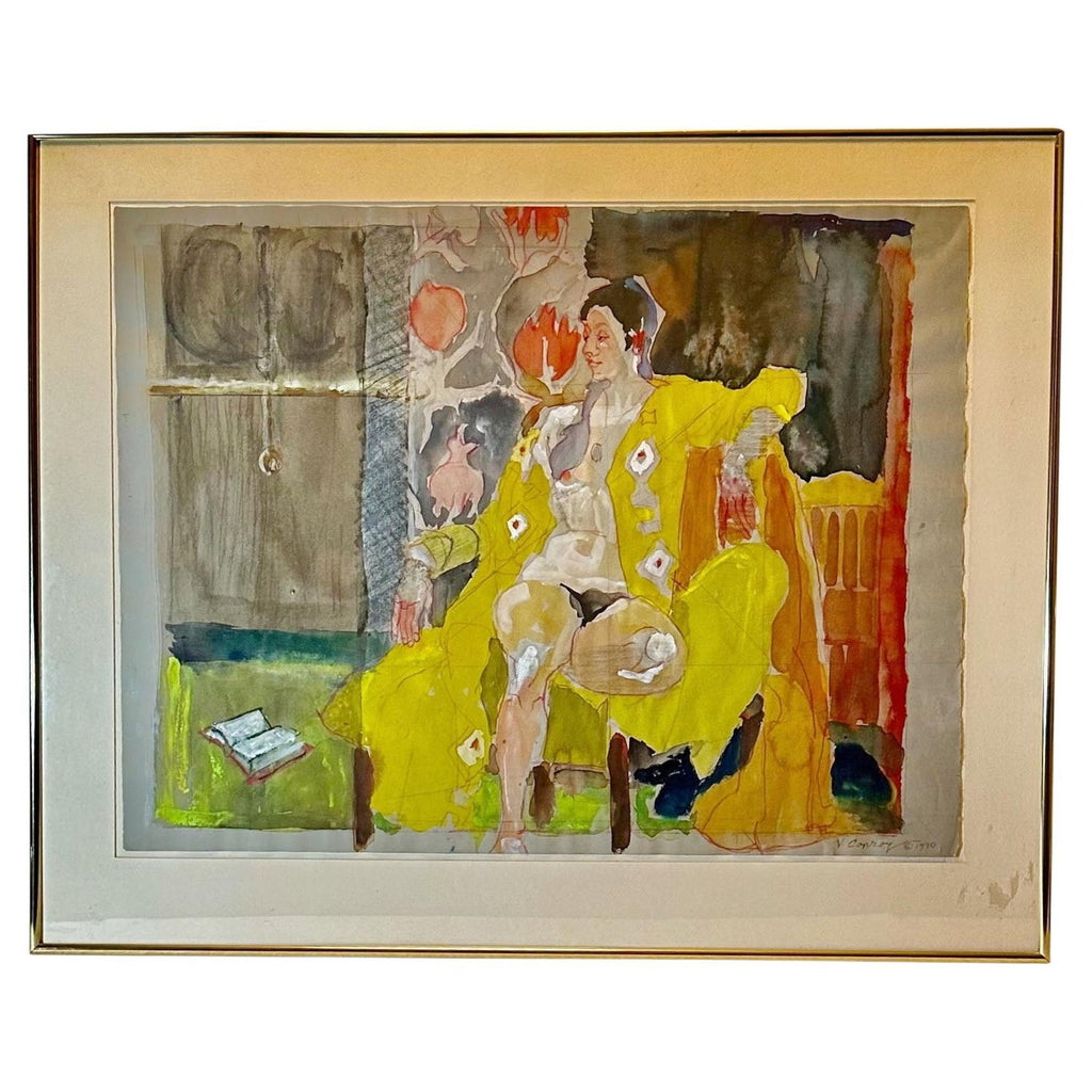 American Woman Artist Society Doyenne Polly Kraft Large Watercolor Painting