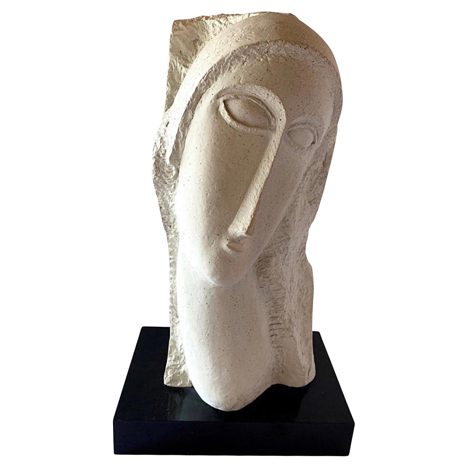 Large Bronze Sculpture Woman Head, After Modigliani, Ruth Bloch Israeli Artist