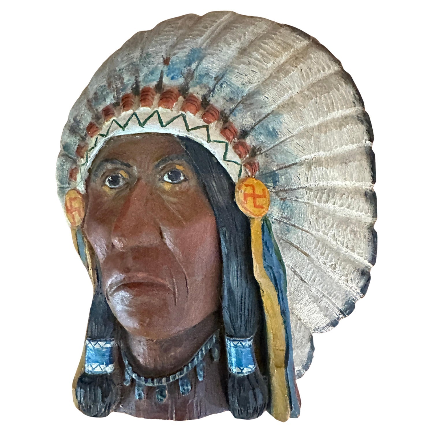 Rare Milk Glass Carved Sculpture Panel Cowboy Indian WPA Artist Americana