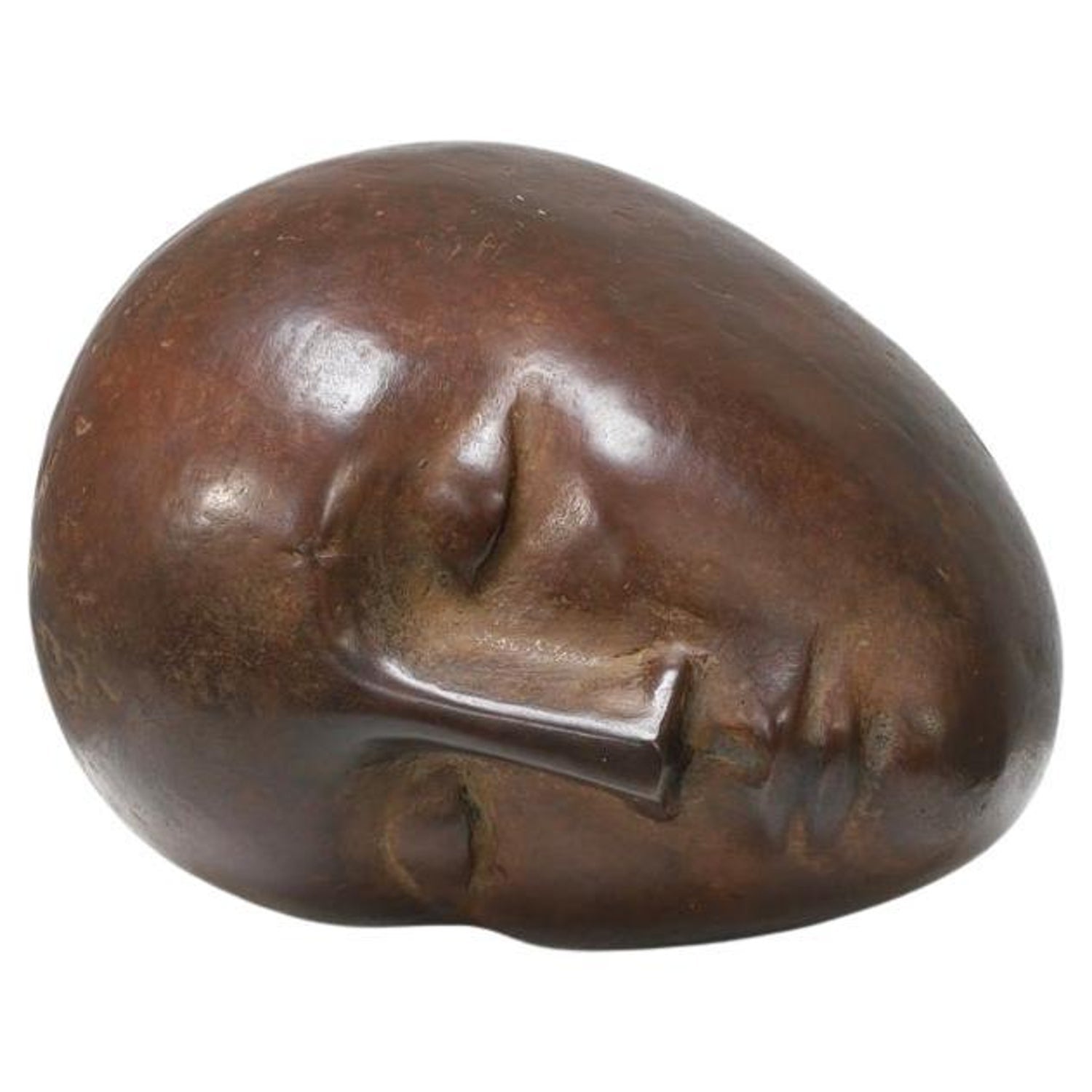 Large Bronze Sculpture Woman Head, After Modigliani, Ruth Bloch Israeli Artist