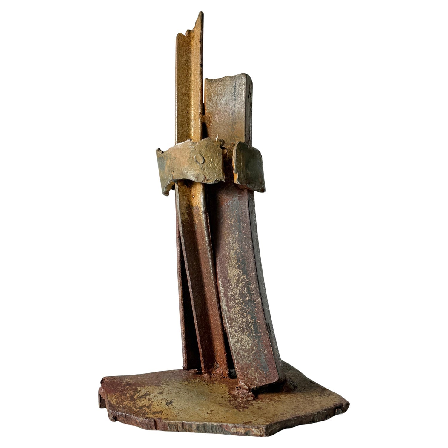 Abstract Expressionist Patinated Metal Assemblage Sculpture Steel, Nuts, Bolts
