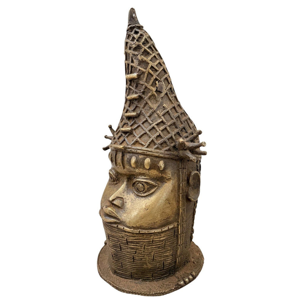 Rare African Solid Benin Bronze Ceremonial Throne Chair Multi Figure Sculpture