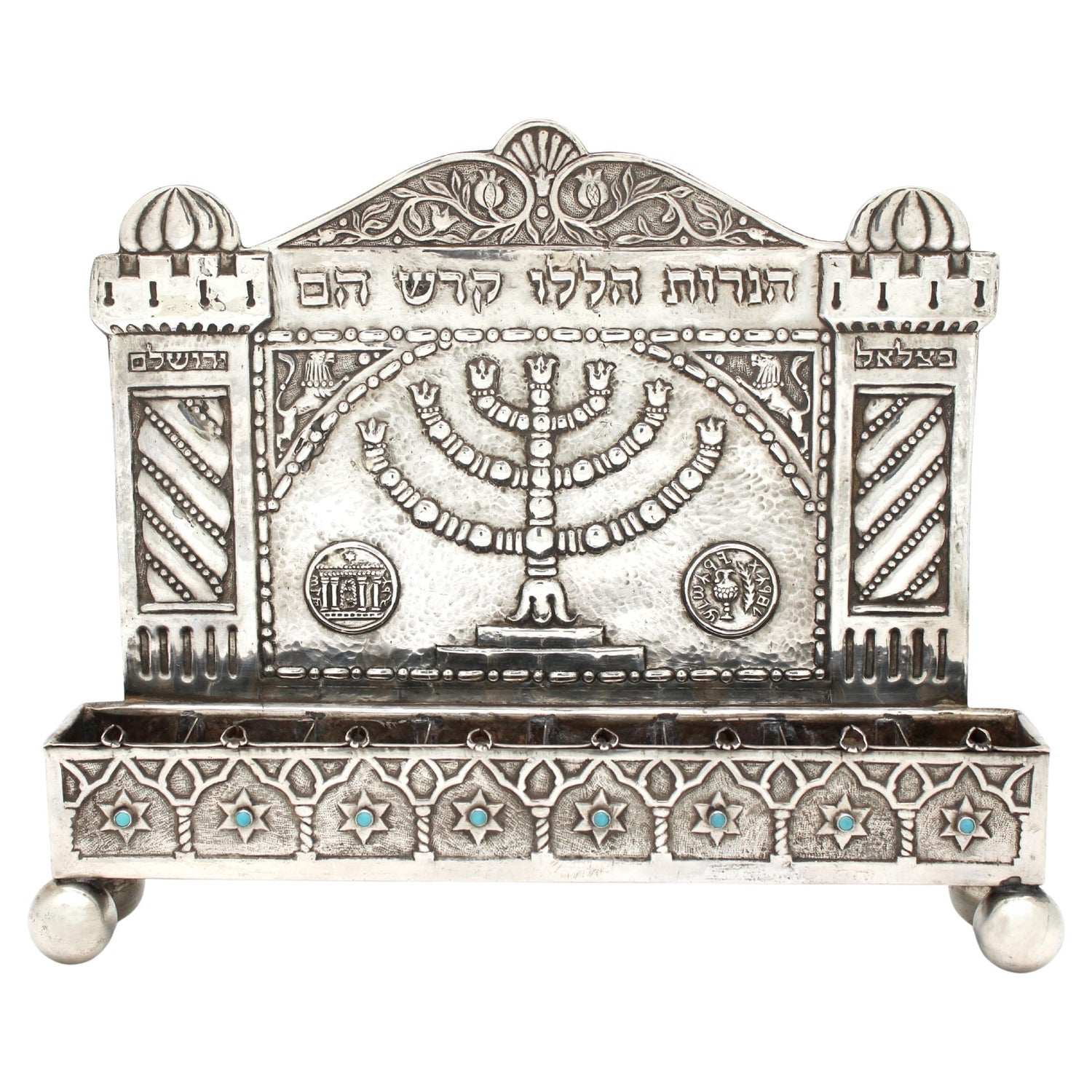 Artist Designed Signed Judaica Israeli Menorah Candelabra Sculpture Silver Plate